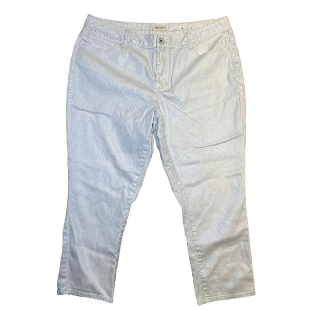 Coldwater Creek - White Shimmering Jeans - Size 14 Flare Capri